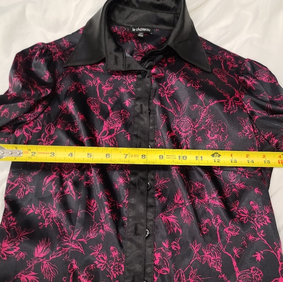 Le Château short sleeved button up full length satin dress - Picture 5 of 8